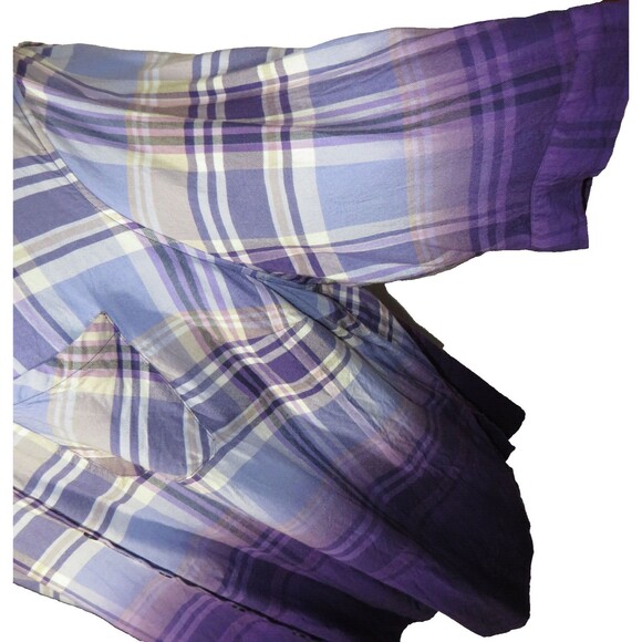 Catherines Purple Plaid Button Up Collared Shirt Plus Size 3X PETITE - Picture 6 of 8